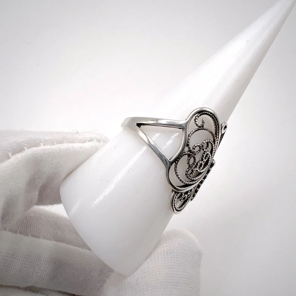 .925 Sterling Silver Filigree Butterfly Ring